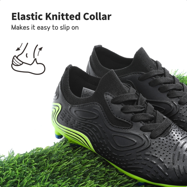 Kids Contoured Upper Soccer Shoes - BLACK NEON GREEN - 2